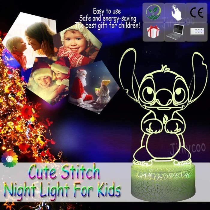 KENLUMO Veilleuse Stitch Lampe de nuit Stitch Angel Lampe de chevet LED  télécommande Touchez pour changer de couleur 16 couleurs - Cdiscount  Puériculture & Eveil bébé