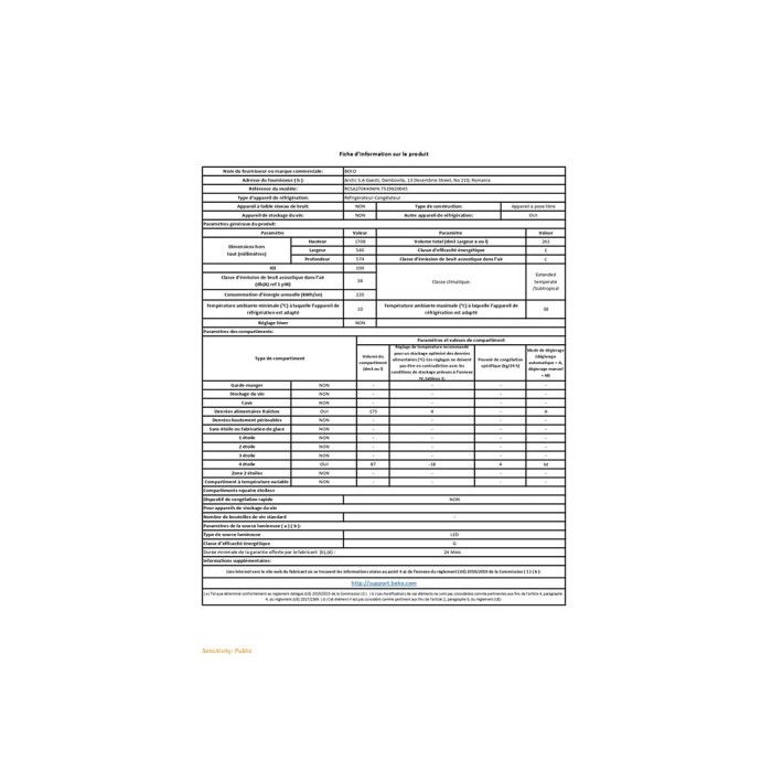 Réfrigérateur Beko RCSA270K40WN - Blanc - 170,8 Cm - Classe E - Neuf Avec Défauts Esthétiques