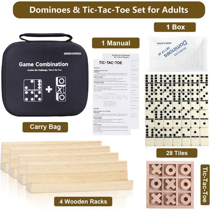 LOGOPLAY Domino Double 12 - Jeu Société Bois 91 Pions - À Partir De 6 Ans