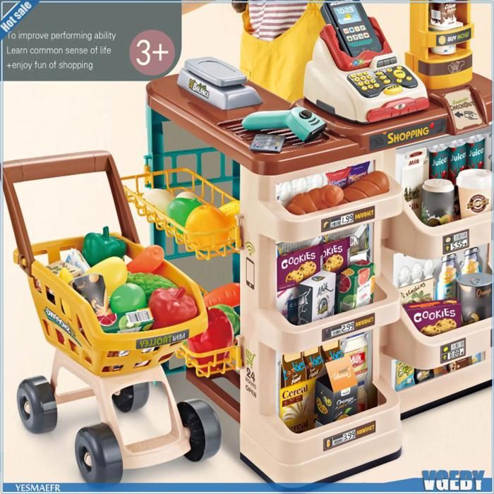 Lot de 2 mini chariots de supermarché pour enfants et adultes - Décoration de table - Support de maquillage - Étagère de rangement (rouge