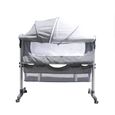 Lit de bébé portatif de dormeur de côté de lit de bébé avec le gris de sac de transport (Avec moustiquaire + panier de rangement)-0