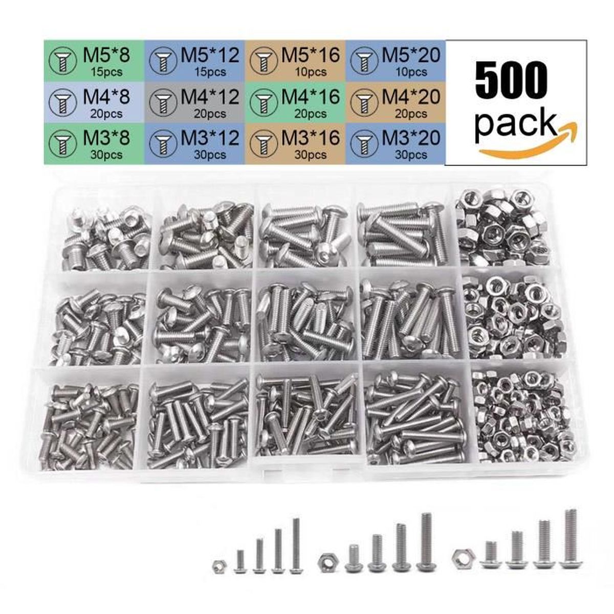 Acheter Kit d'assortiment de petites vis et écrous, 600 pièces, 12