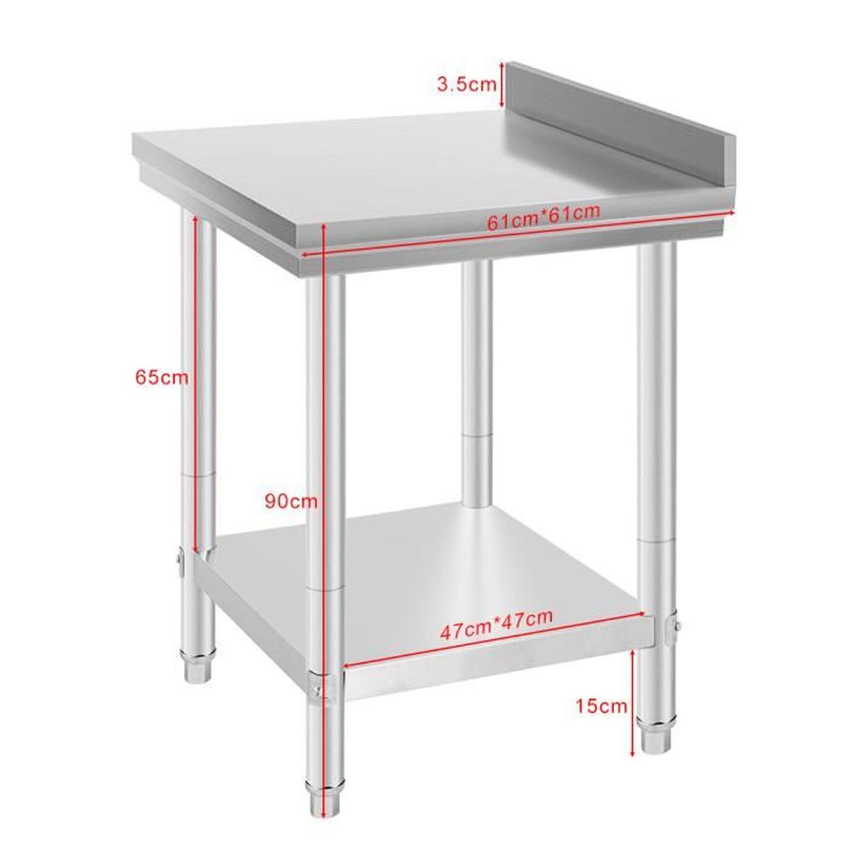 Table de Travail Cuisine en Inox - Plan de Travail 15 x 15 x 15 cm Table de Travail Cuisine en Inox - Plan de Travail 15 x 15 x 15 cm