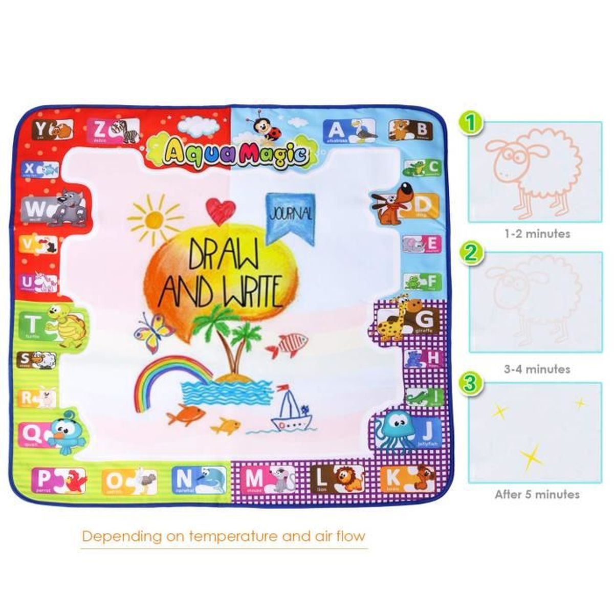 Tapis Dessineau Tapis Magique Doodle De Peinture Avec 2 Stylos à Eau76x76cm1 Livret De Dessincadeau Educatif Pour Enfants De3 An