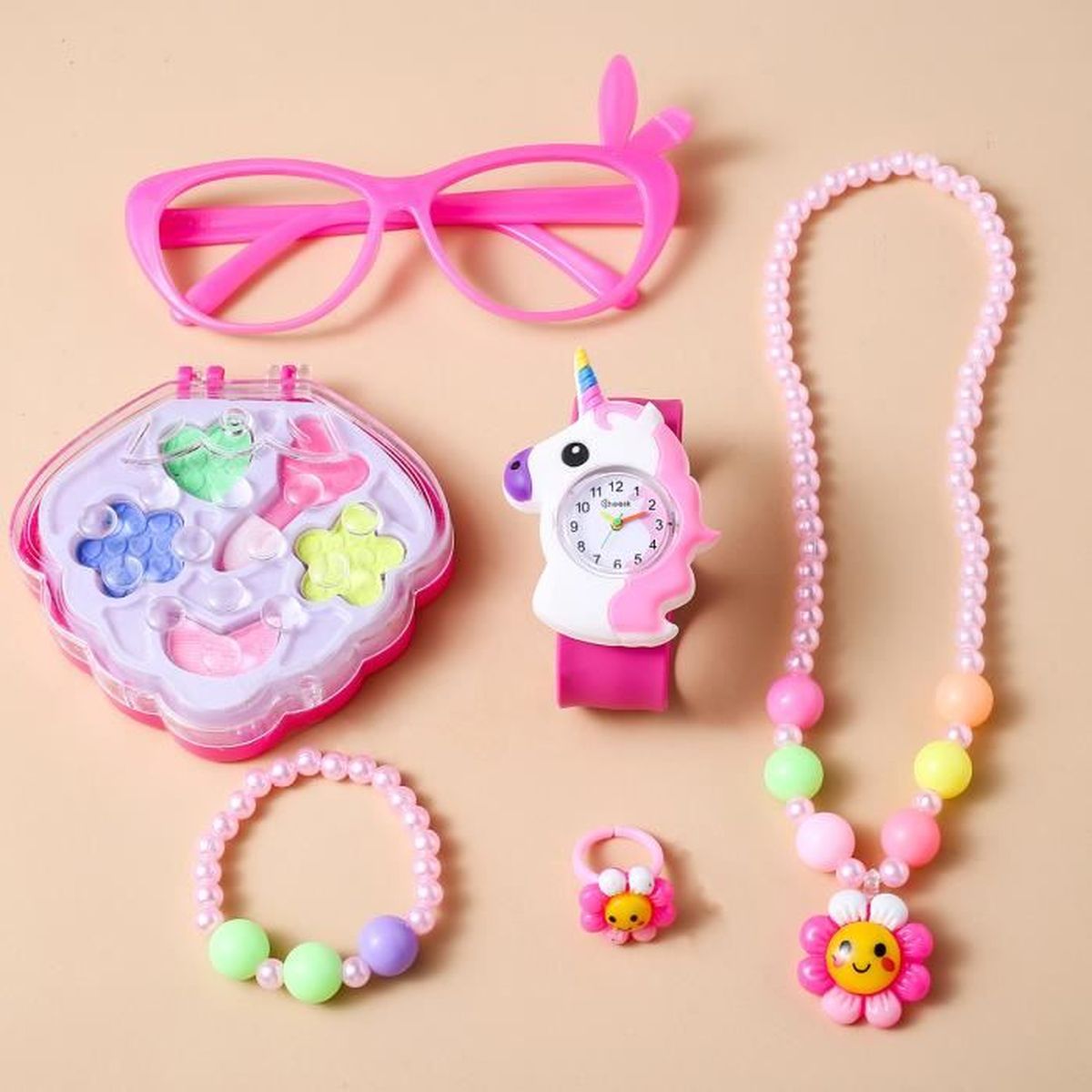 Halinuia Coffret Bijoux Licorne 13PCS Pour Fille - Sac, Colliers, Bracelets - Cadeau 4-8 Ans