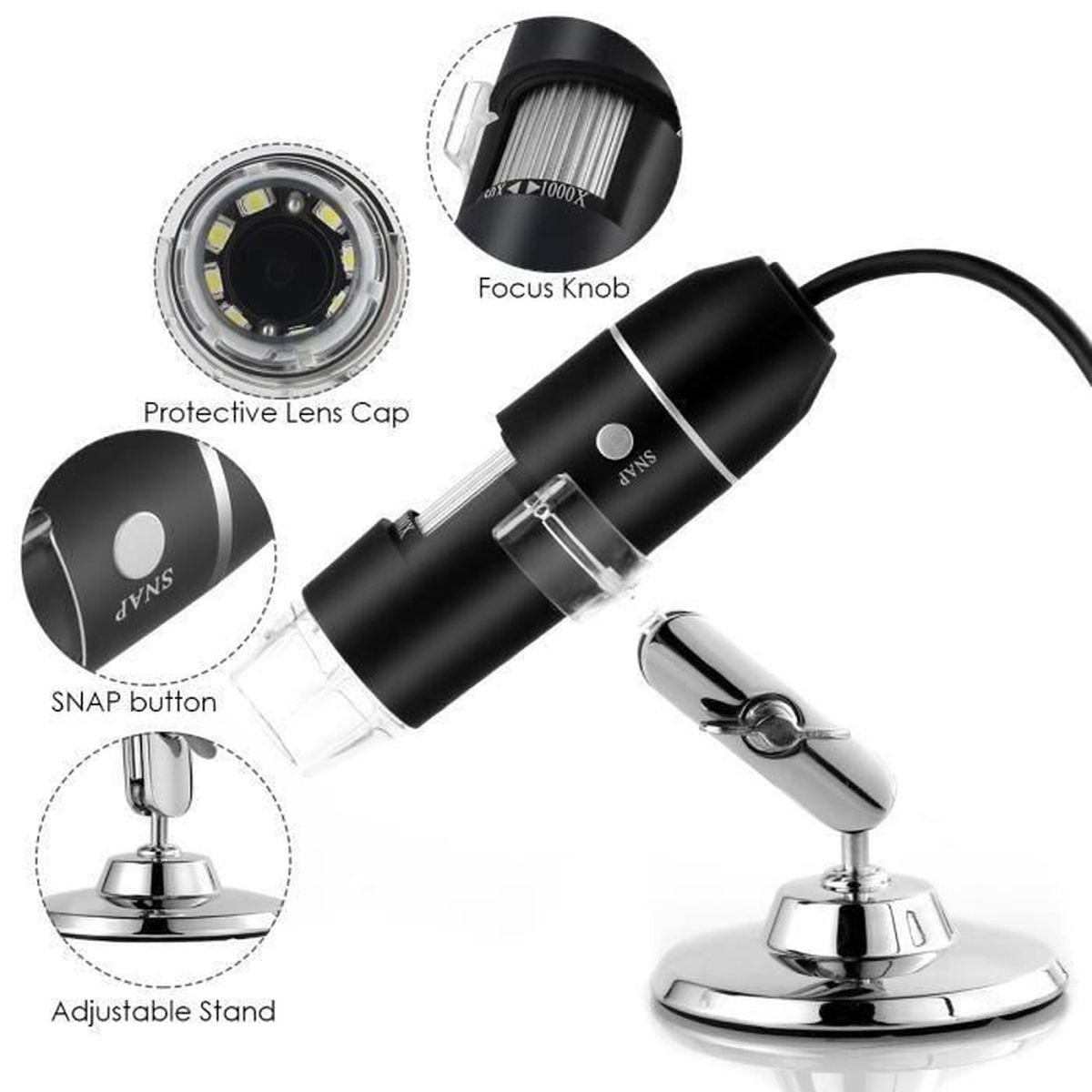 501000X Zoom USB Microscope Numérique 8LED Endoscope, Microscope