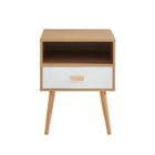 BAÏTA Table de chevet ULOS blanc et effet chêne 1 tiroir 40cm