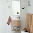 MOB-IN Meuble lave-mains décor chêne intérieur blanc vasque blanche NIKA avec robinet et miroir Bois Clair