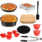 FODLON Ensemble Accessoires Friteuse à Air - Carré - 8 Pouces - Acier au Carbone - Silicone - Inox