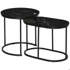 Tables basses gigognes en métal et plateau MDF aspect marbre - HOMCOM - Lot de 2 - Noir
