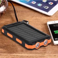 10000mAh Kit de montage de banque d'alimentation solaire portable étanche avec boussole-ports USB-deux lumières(noir+orange)---AIM