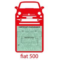 Simple porte vignette assurance New Fiat 500 sticker adhésif Rouge