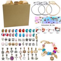 63PCS Kit de Bijoux Bracelets DIY pour Enfants en Cristal faits à la Main Filles Cadeaux Noel - Doré