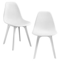 [en.casa] Set de 2 Chaises Design Chaise de Cuisine Chaise de Salle à Manger Plastique Bois Blanc 83 x 54 x 48 cm