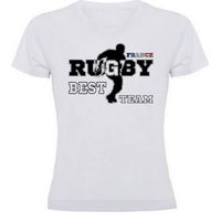 T-SHIRT FILLE RUGBY WORLD CHAMPIONSHIP FRANCE TMP4977 - TEE SHIRT MAILLOT BLANC FEMME RUGBY XV - du S aux XXL