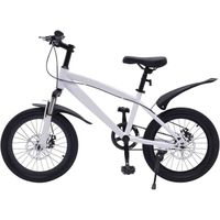 18"Vélo VTT pour enfant- Avec lumière et pompe - Convient pour enfants de 1,25 à 1,4 m - Blanc
