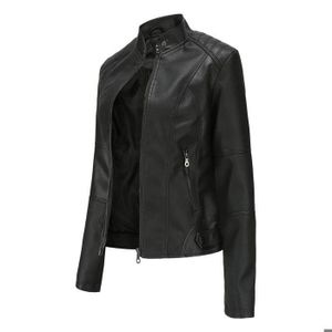Blouson/Veste Femme Simili Cuir Noir Matelassé Et Fourré - Taille XXL - Occasion Très Bon État