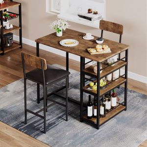 Ensmeble Table De Bar Mange Debout Avec 2 Tabourets Table Ha 120 X 40 X 121 5 Cm Style Industriel Naturel 20 0008540