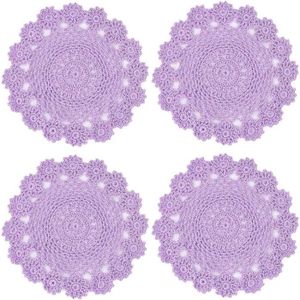 SET DE TABLE Lot De 4 Napperons En Dentelle De Coton Au Crochet