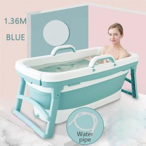 Baignoire Pliable Portable Tonneau De Bain Double Drain Design Spa Baignoire Safe Non-Toxique PVC Trempage Baignoire Autoportante avec EPE Int/égr/é Perle Coton pour Adultes 70 70cm