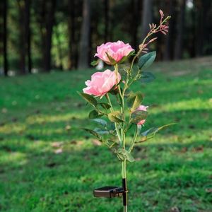 BALISE - BORNE SOLAIRE  Roses artificielles - Avec éclairage à 3 LED, étan