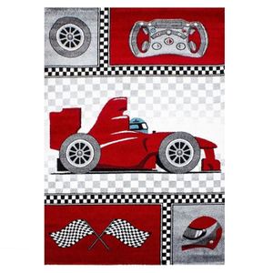 Ayyildiz Tapis Enfant Formule 1 Voiture de Course Kids 0460 Rouge 80x150 cm 