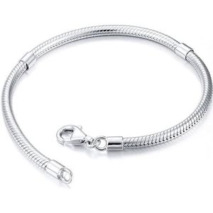 Bracelet charms maille serpent fermoir par clip en métal argenté 4 tailles