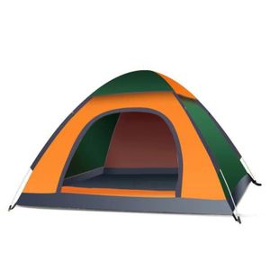 TENTE DE CAMPING SUC-Tente de Camping extérieure Tente à sport Vert foncé et orange, porte simple pour 1 à 2 personnes, sans puits de lumière