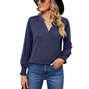 PULL Pull Femme Col V Manches Longues Casual Pullover L