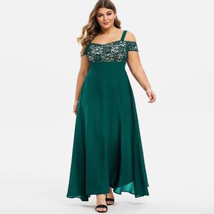 ROBE Femmes grande taille épaule froide dentelle florale maxi soirée soirée camisole robe longue XXXXL vert exquisgift