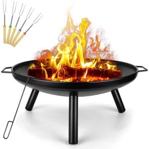 BRASERO - ACCESSOIRE Brasero d'extérieur - Chauffage à charbon de bois - Brasero en acier pour barbecue, camping, pique-nique - Diamètre : 60 cm83