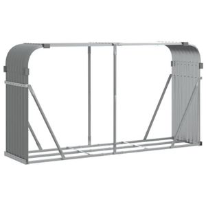 ABRI BÛCHES Zerodis Porte-bûches gris clair 180x45x100 cm acier galvanisé 95003