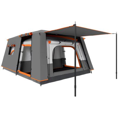 Tente Outsunny 4-6 Personnes – 2 Chambres, Auvent, Anti-UV 50+, Imperméable 2000 Mm