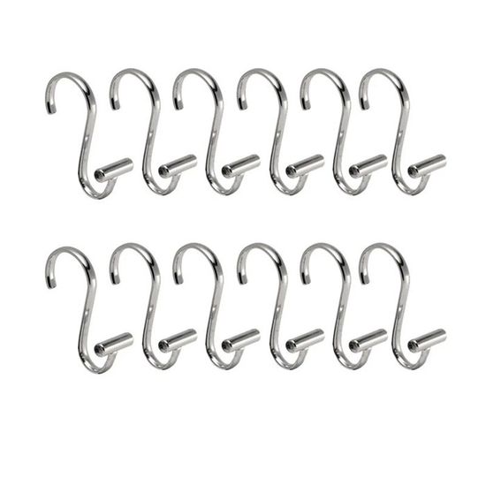Anneaux Rideau Douche Lot De 24 - Forme C Plastique Blanc, Pour Tringle <2.5cm