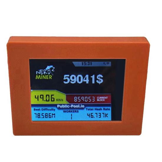 NerdMiner V2 Mineur Crypto Solo BTC Loterie - 377KH/s Hashrate ESP32 Écran 2.8" Intelligent WiFi