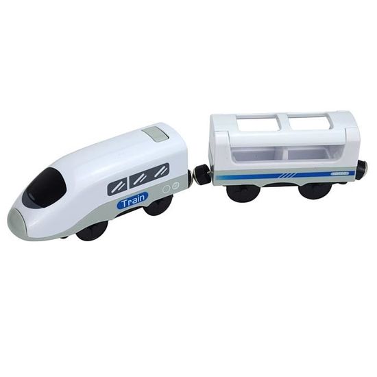 Train Électrique Télécommandé Pour Rails En Bois - Locomotive Jaune Avec Sons & Lumières, Compatible Thomas Brio Chuggington Pour Enfants 3 Ans+