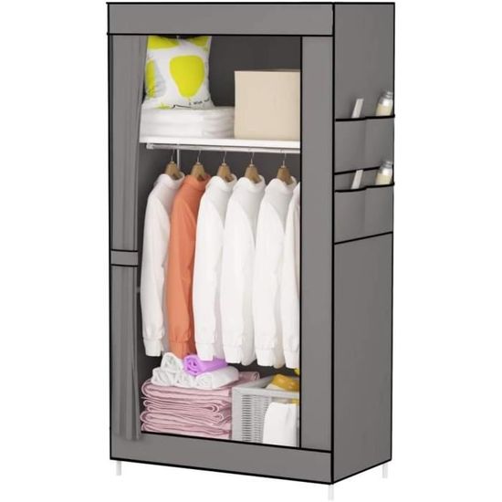 Armoire Portable En Toile Anmas Power 3 Tiroirs - 90x45x170cm Rangement Vêtements Pratique