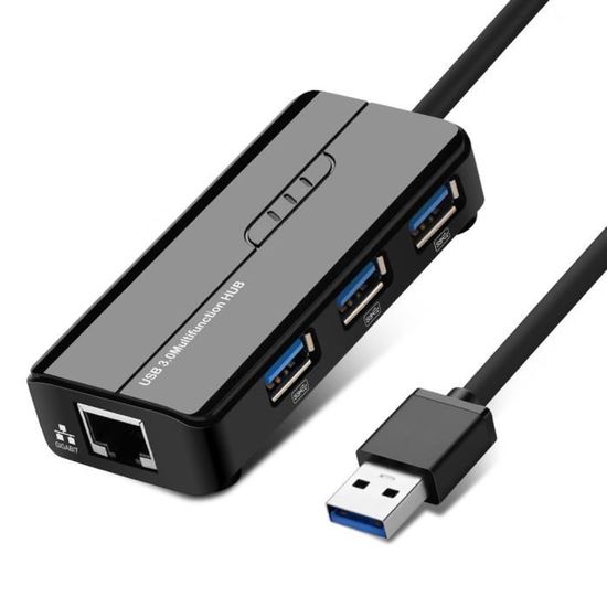 Hub Reseaux Hub USB Réseau Adaptateur 3 Ports USB 3.0 RJ45 Lan Gigabit Ethernet ...