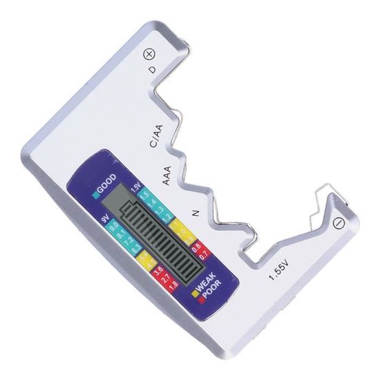 Testeur De Piles Universel - Pour Piles AA, AAA, C, D, 9V Et Boutons - Indicateur Couleur (vert/jaune/rouge)