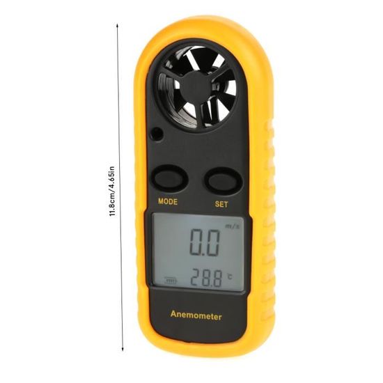 Anémomètre Numérique TOPWAY - Mesure Vitesse Vent Et Température - LCD Rétroéclairé Pour Outdoor