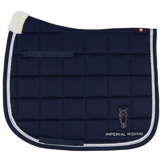 Tapis De Selle De Dressage Wagner - Blanc/bleu Avec Strass Et Capuche - Taille WB, 100% Coton