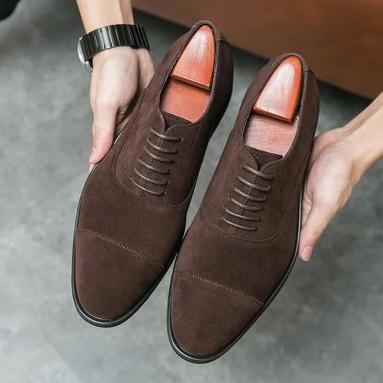 Chaussures decontractees en daim pour hommes AY bout pointu plates et formelles brun Brun Cdiscount Chaussures