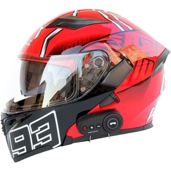 Bluetooth Casque Moto Casque Moto Modulable BYGMWEP Bluetooth 5.3 - Homologué ECE/DOT - Double Visière - Taille S à XL Double Visière Casque