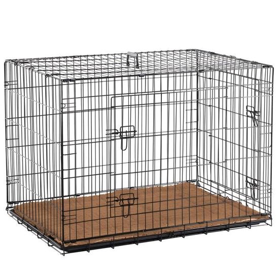 Cage de transport chien pliable en métal L 90 x 60 x 67 cm - Animal Valley
