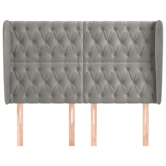 Tête De Lit Velours Noir 160x118/128 Cm – 4 Panneaux Réglables En Hauteur, En Bois De Mélèze, Pour Lit Double