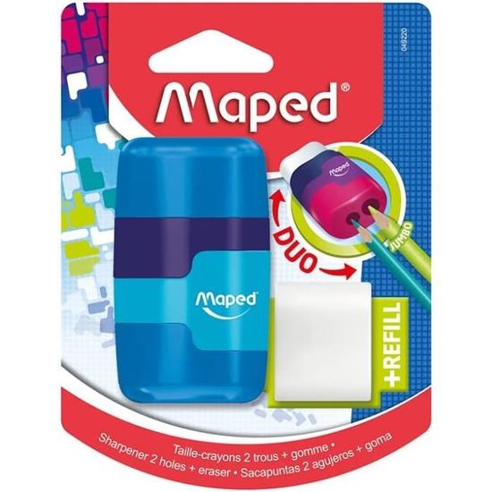 Maped Duo-Gom – Gomma Larga 2-in-1 Blu E Rossa Per Matita E Inchiostro, Bordi Inclinati - 3