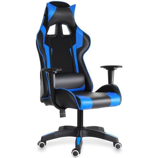Chaise de Bureau Fauteuil Gamer Inclinable 155˚ Noir et Bleu