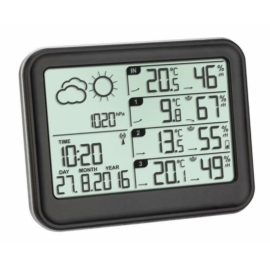 Stazione Meteo Wireless TFA Dostmann View - Con 3 Sensori Esterni, Orologio Radio, Previsioni