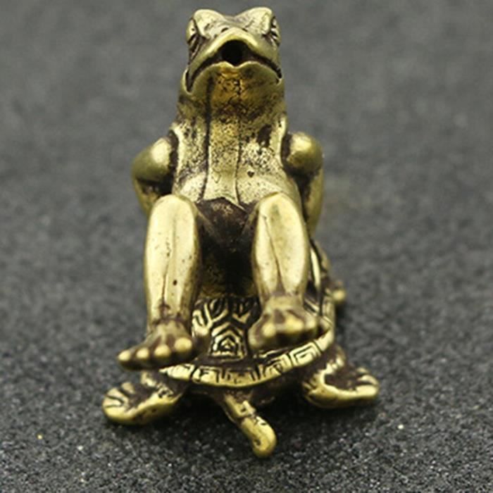Antique Grenouille Figurine Paire Heurtoir Laiton Main Enfants Salle