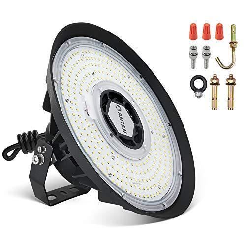 Anten Projecteur LED Industriel 200W UFO Haute Baie Lampe - Blanc Froid 5000K 28000LM, Éclairage pour Entrepôt/Atelier/Hanger/Garage